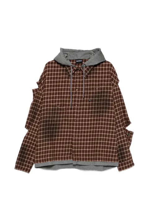 MADFRENZY check-pattern hooded shirt