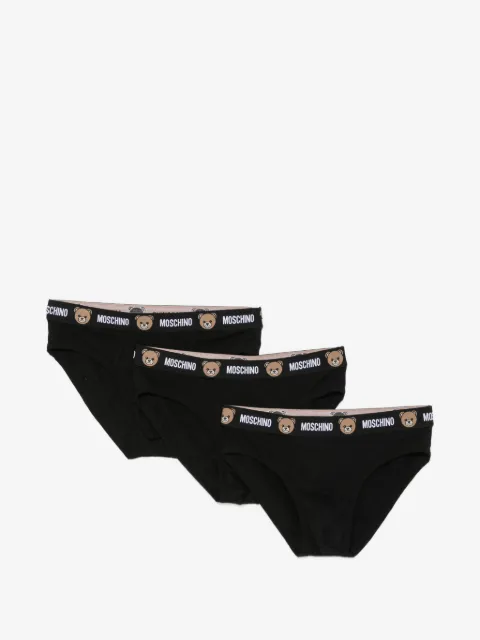 Moschino lot de trois culotte à logo à la taille et motif de nounours