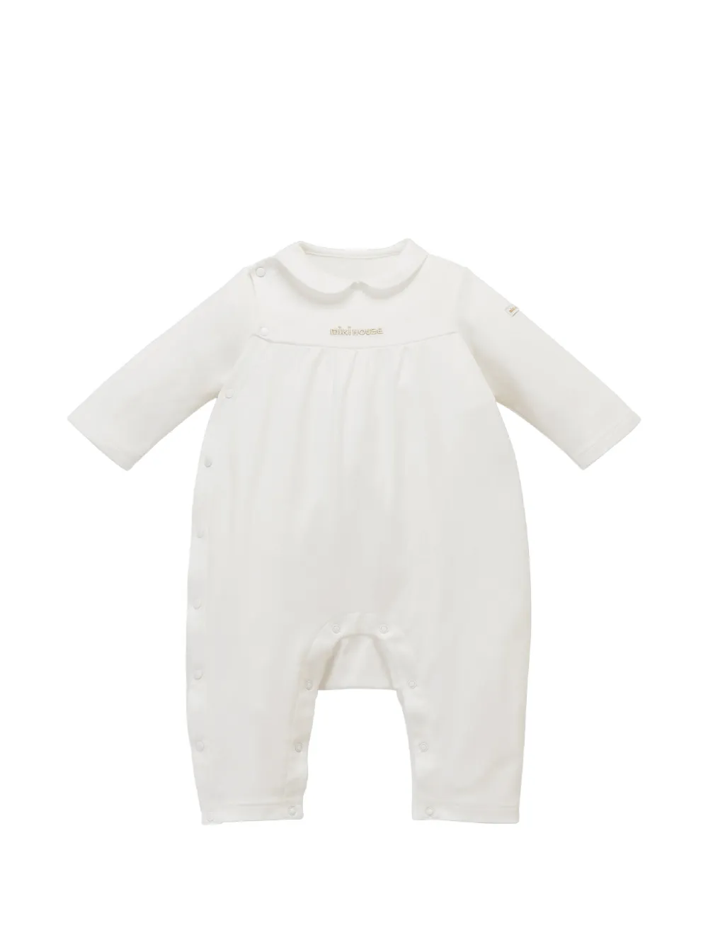 Miki House logo-embroidered Peter Pan-collar pajama - Bianco