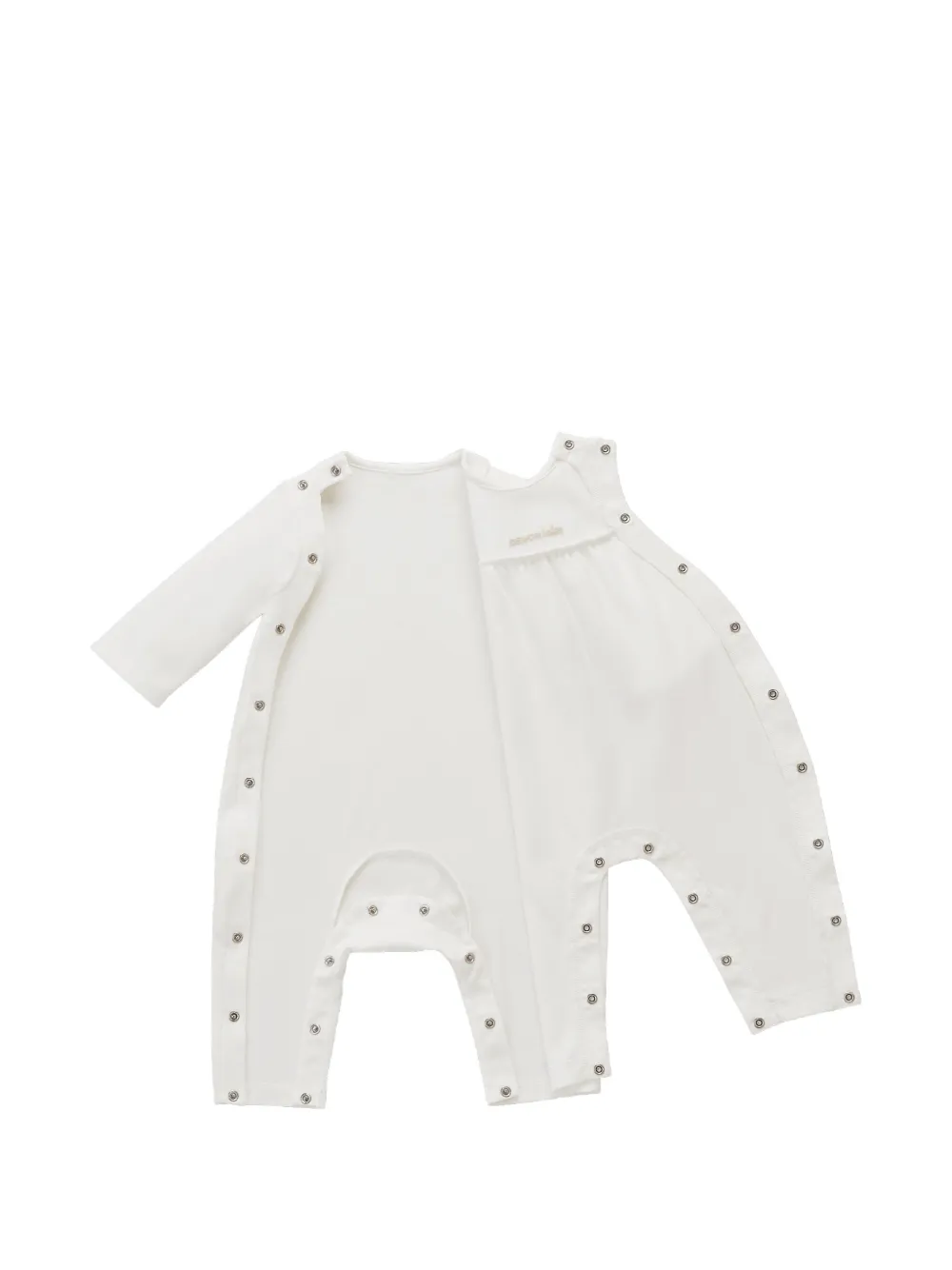 Miki House Pyjama met Peter Pan kraag en geborduurd logo Wit