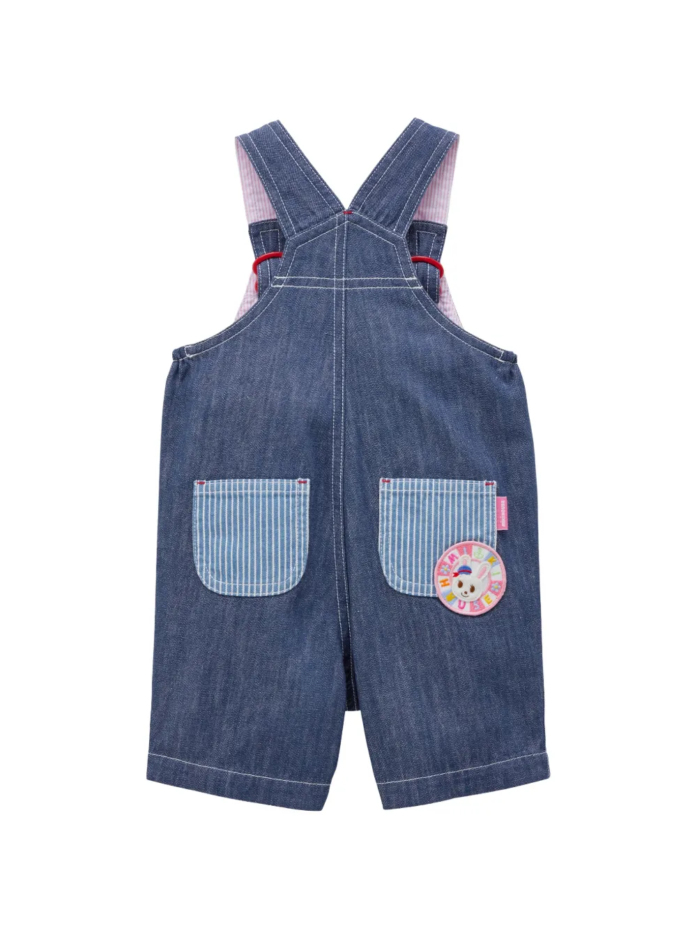 Miki House Overall van spijkerstof met borduurwerk Blauw