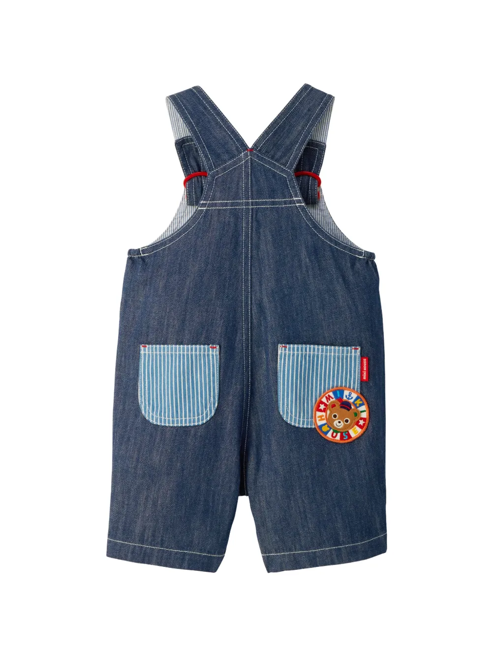 Miki House Overall van spijkerstof met borduurwerk Blauw