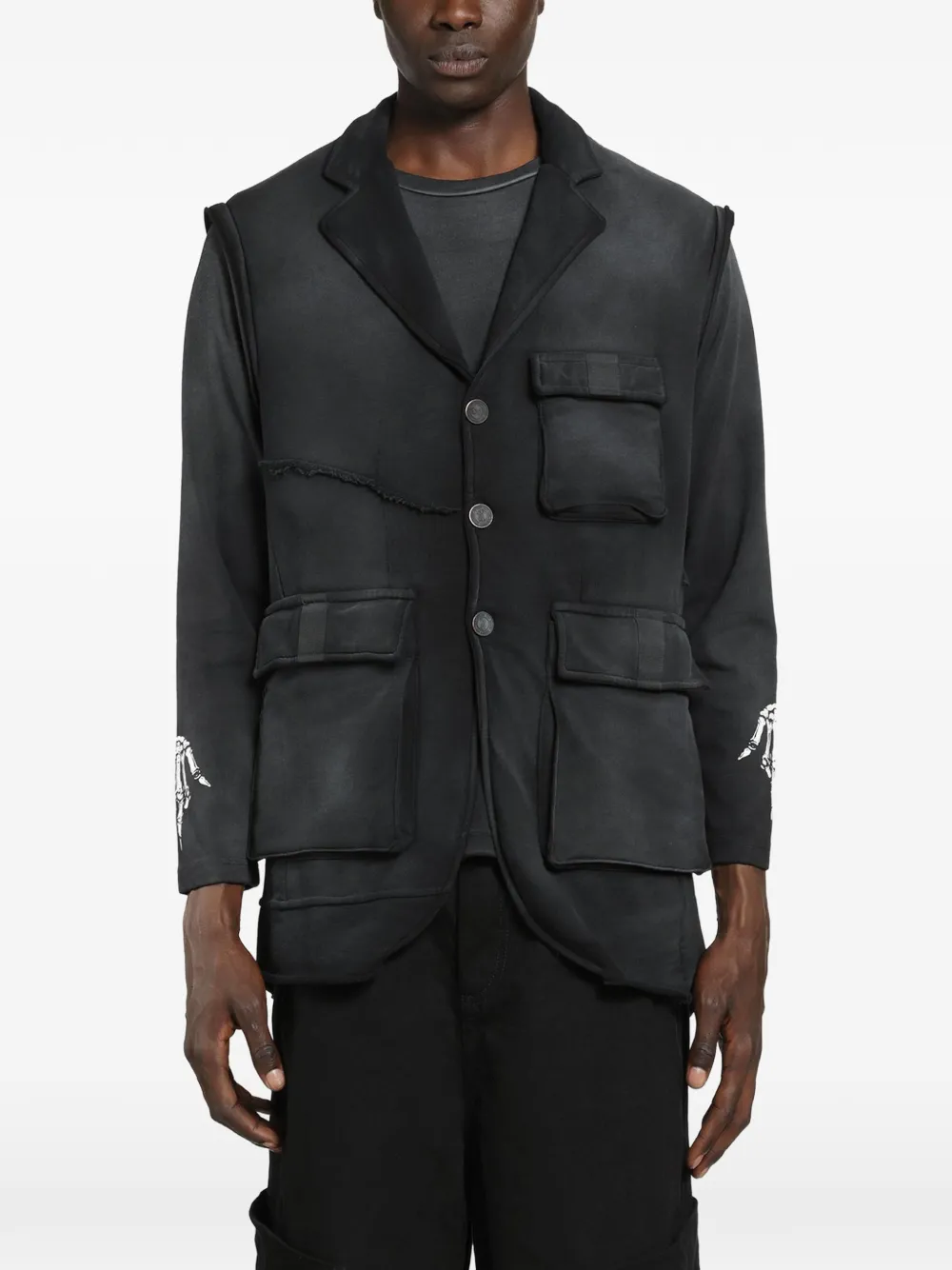 MASSIMO SABBADIN washed-finish cargo vest - Black