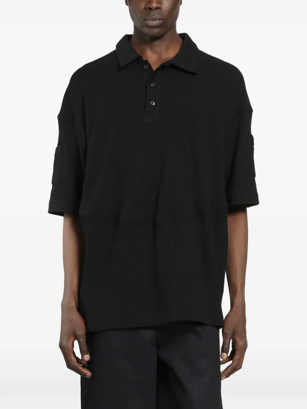 BRYAN JIMENÈZ waffle-knit short-sleeve polo shirt - Nero