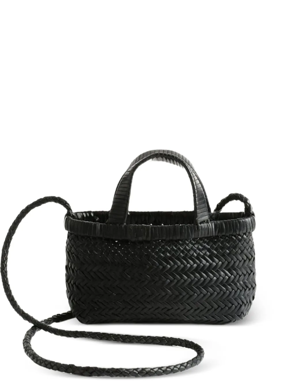 Manebi Micro Sunset Woven Crossbody Bag In Black