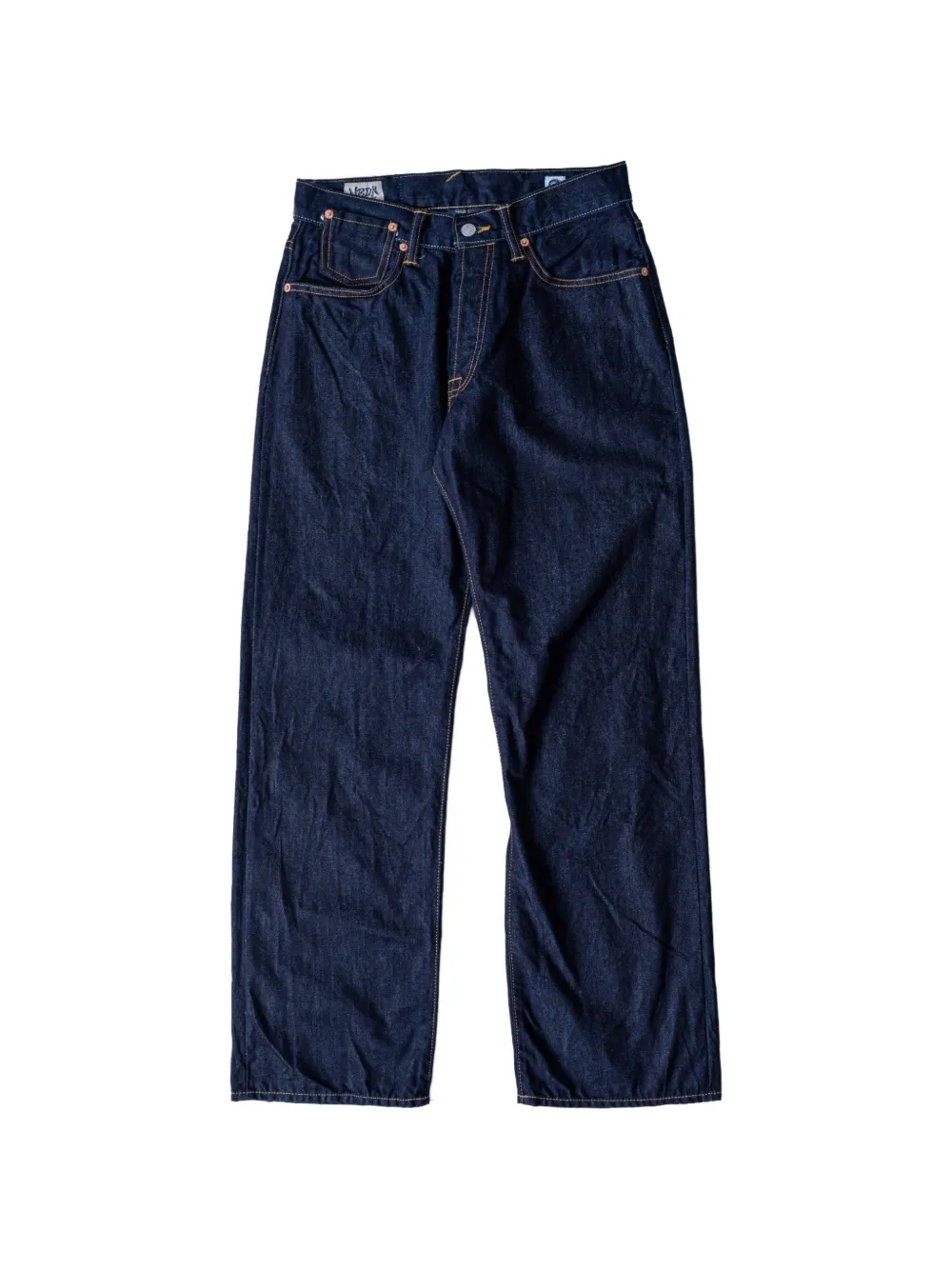 NBDN Denim ESTD 012 sashiko-patch straight-leg jeans - Blu