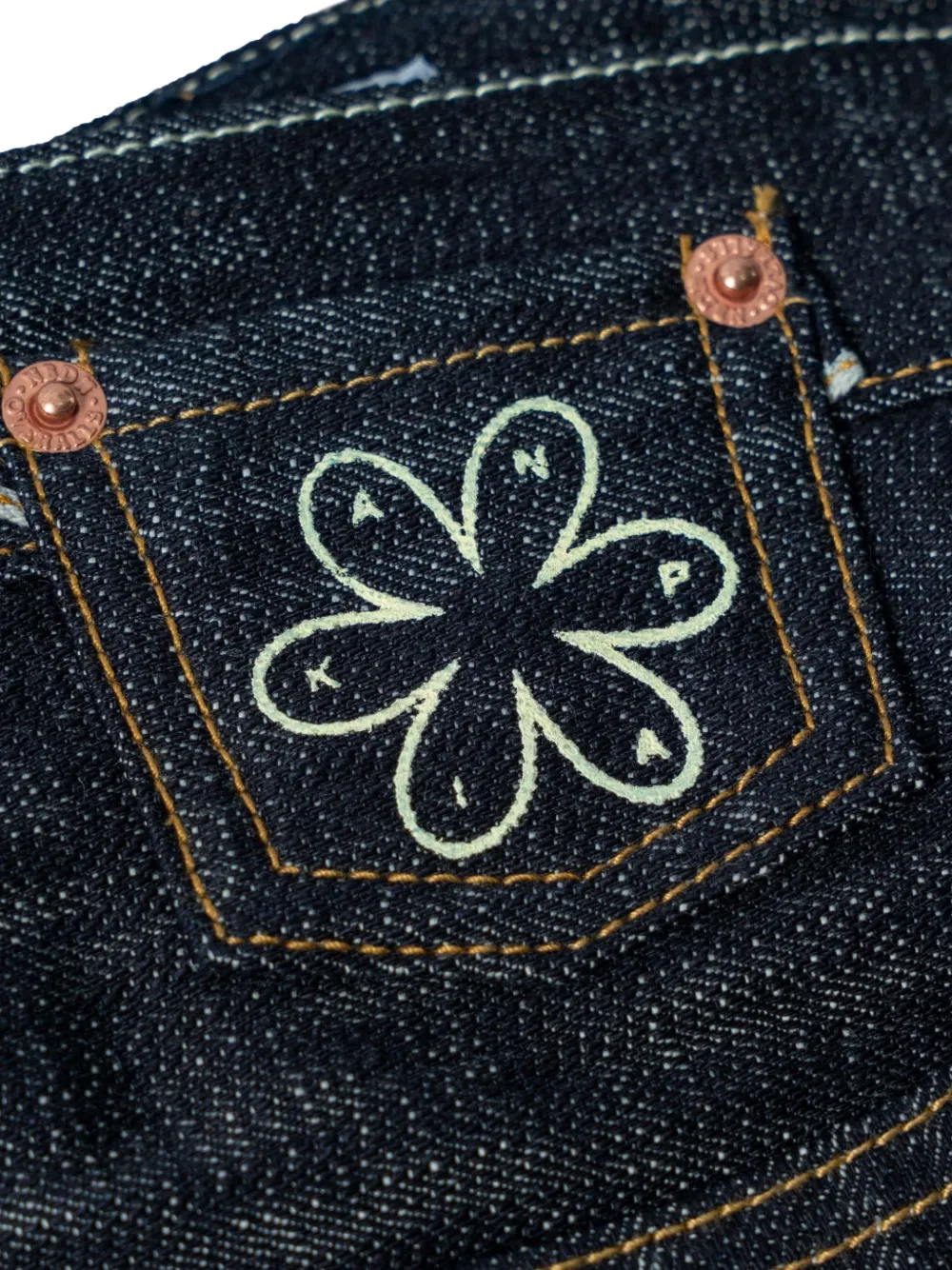 NBDN Denim Kanpai! jeans met borduurwerk en wijde pijpen Blauw