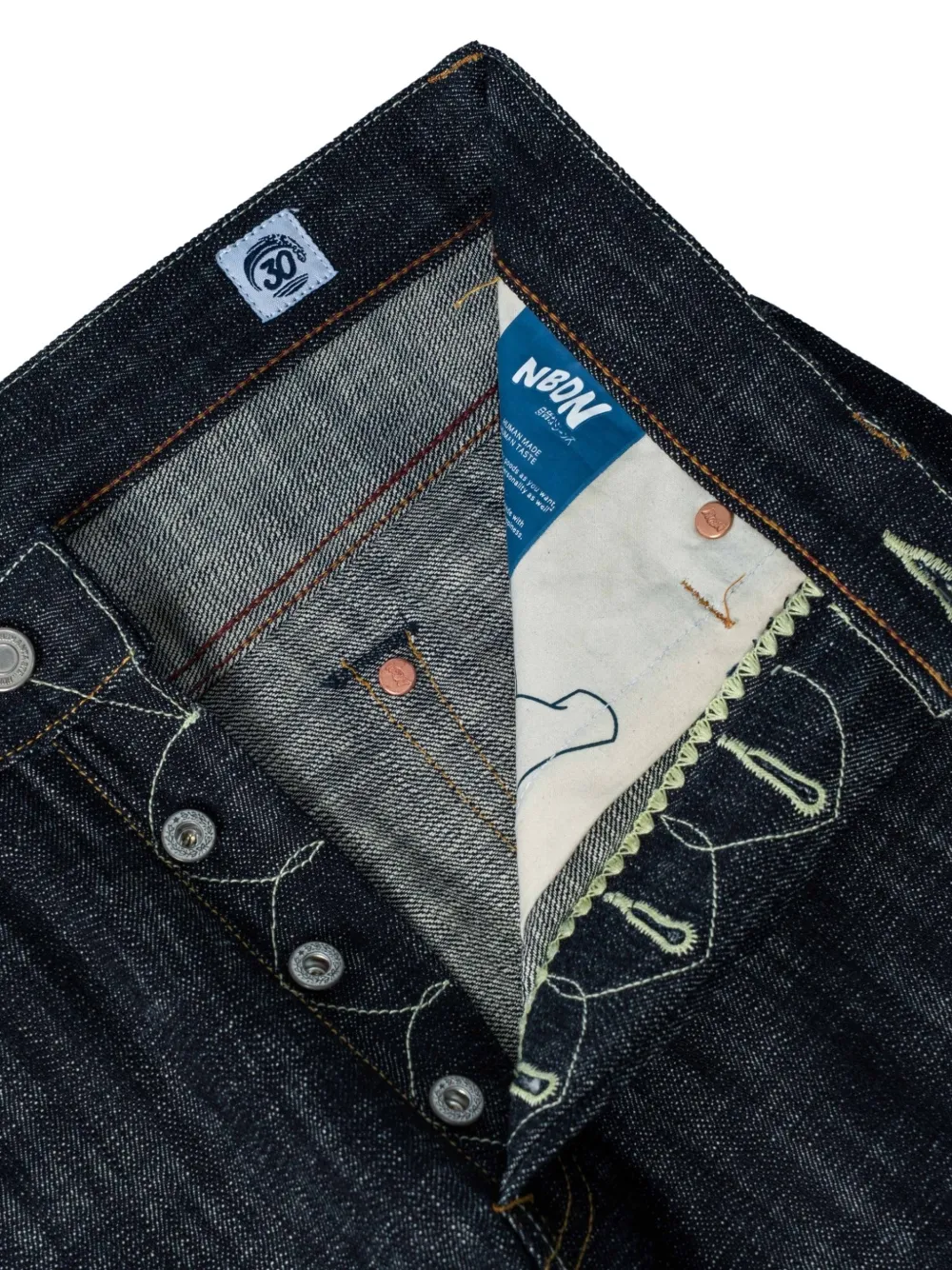 NBDN Denim Kanpai! jeans met borduurwerk en wijde pijpen Blauw