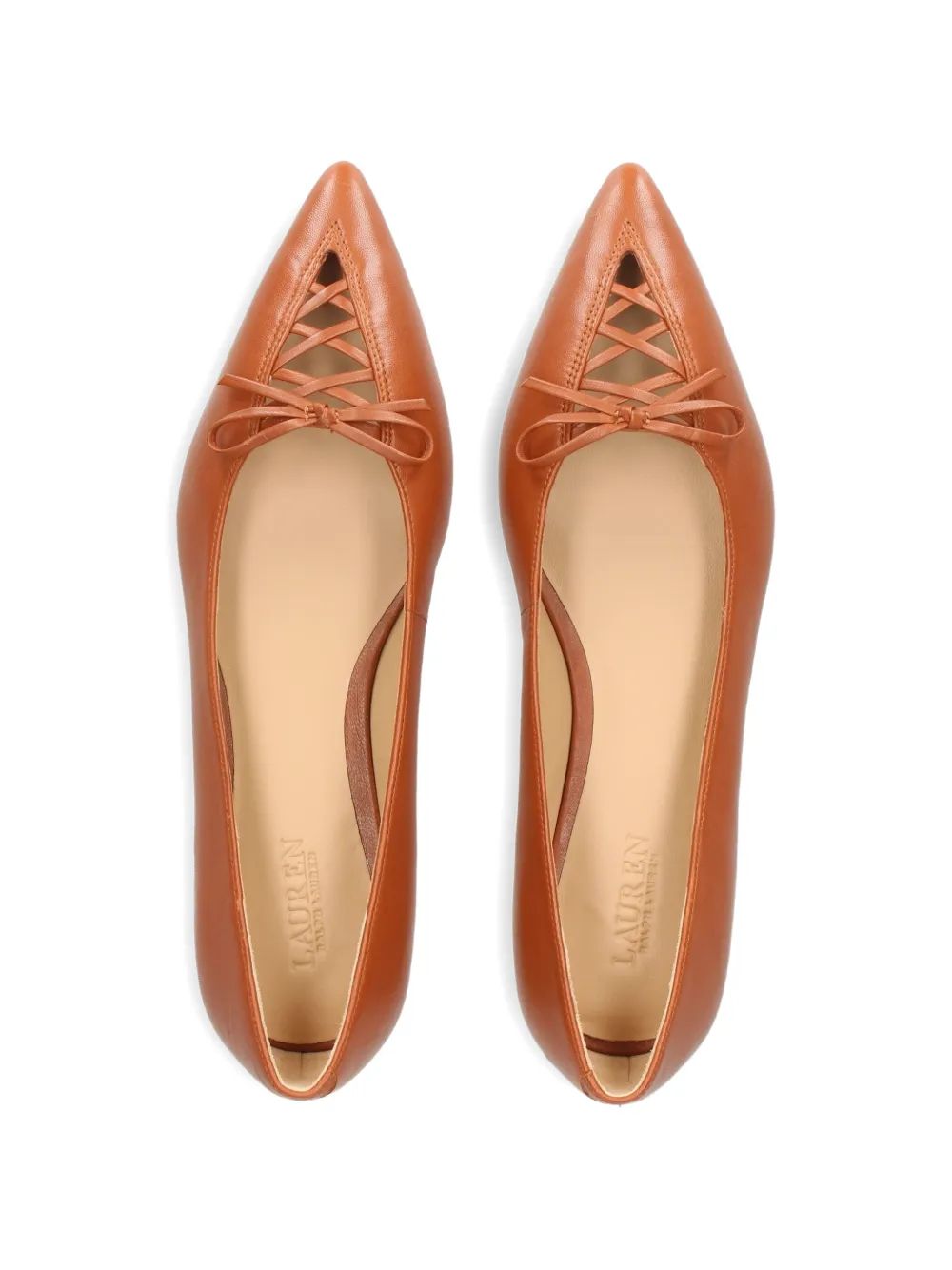 Lauren Ralph Lauren lace-up pointed-toe ballet flats Beige