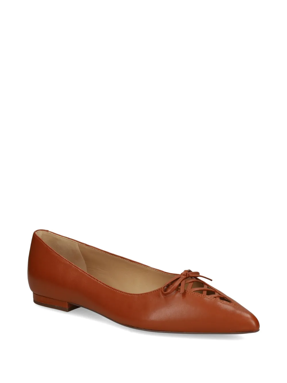 Lauren Ralph Lauren lace-up pointed-toe ballet flats Beige