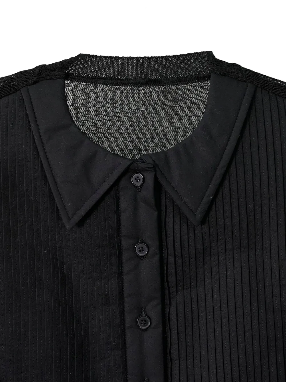  Pushbutton Layered Pleated-panel Sweater - Noir 