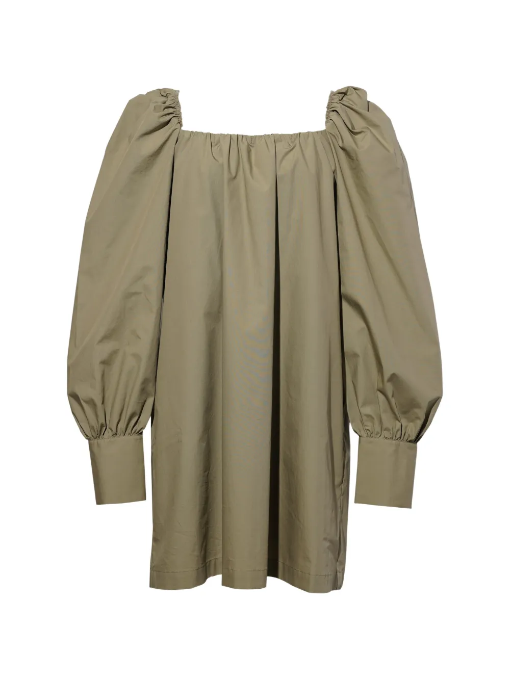 pushBUTTON squared-neck puff-sleeve mini dress - Verde
