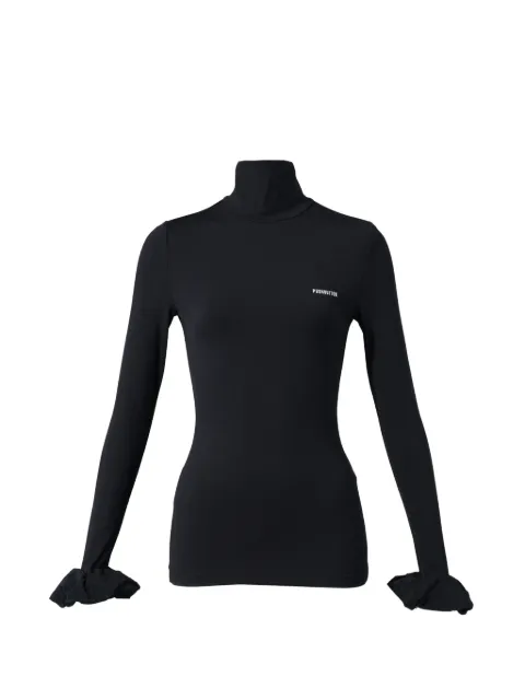 pushBUTTON scrunchie-sleeve jersey top