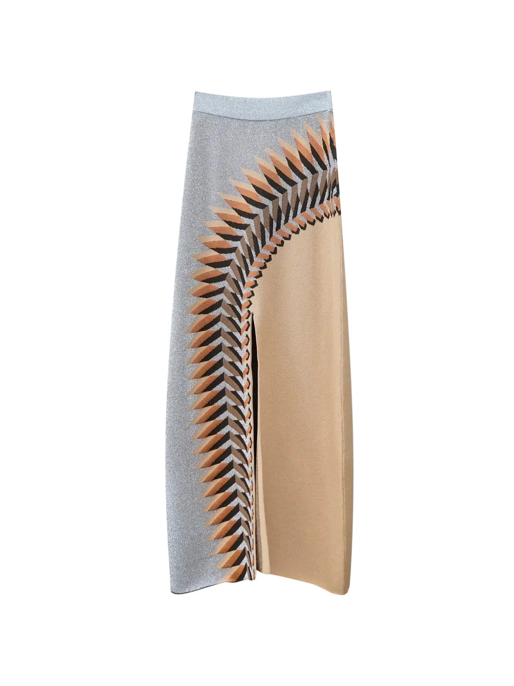 Rabanne graphic-print side-slit maxi skirt - Grigio