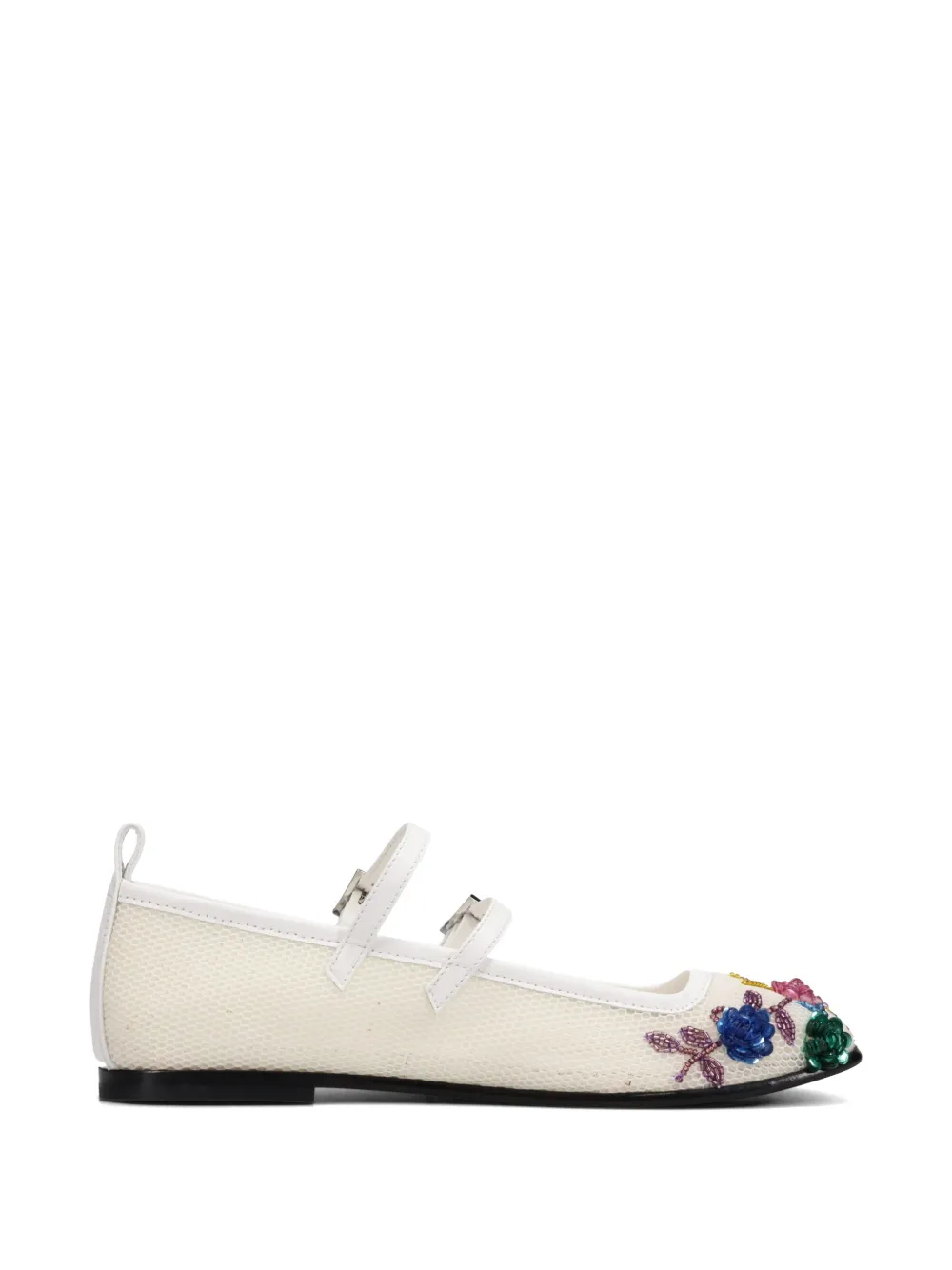 Nodaleto floral-embellished mesh ballet flats - Bianco