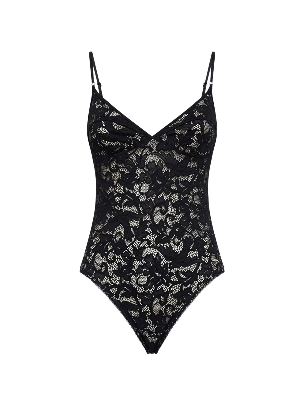 ZIMMERMANN lace-embroidered V-neck bodysuit - Schwarz