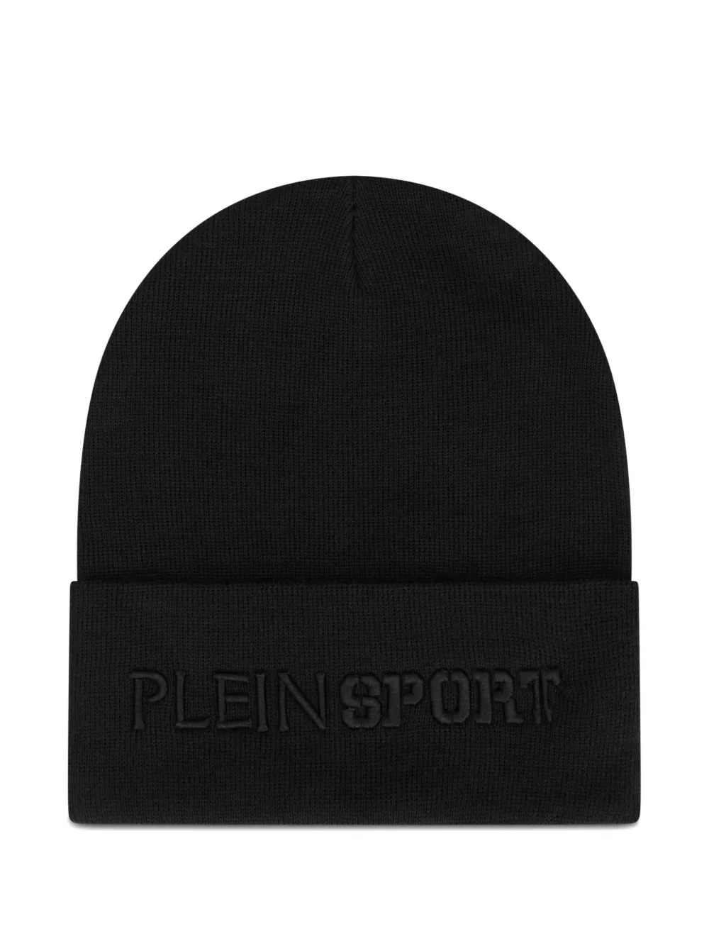 Plein Sport embroidered-logo ribbed beanie hat - Nero