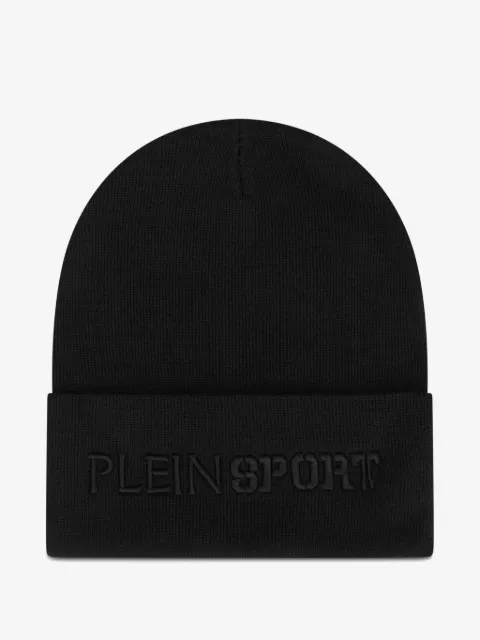 Plein Sport embroidered-logo ribbed beanie hat