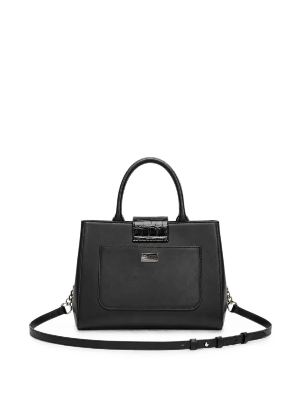 Philipp Plein Hexagon tas met nappa handvat en stras Zwart