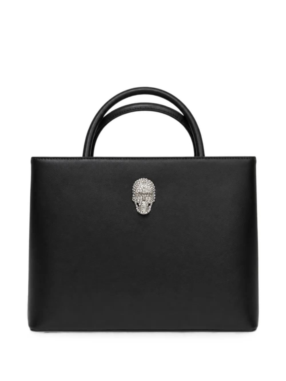 Philipp Plein Borsa a tracolla Skull media in pelle - Nero