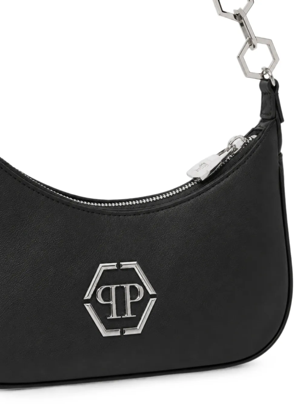 Philipp Plein Hexagon leren schoudertas Zwart