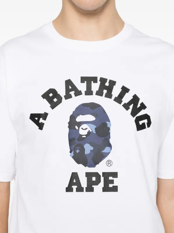 A BATHING APE Tシャツ ホワイト ブルーカモ Lサイズ A BATHING APE® camouflage-print logo-print T-shirt | White | FARFETCH