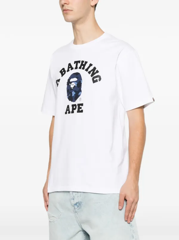 A BATHING APE® camouflage-print logo-print T-shirt | White | FARFETCH