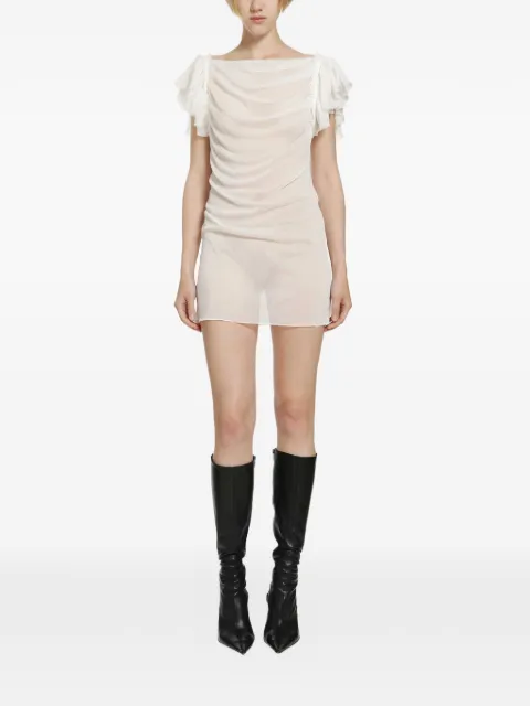 DAISY ruffled-sleeve draped mini dress
