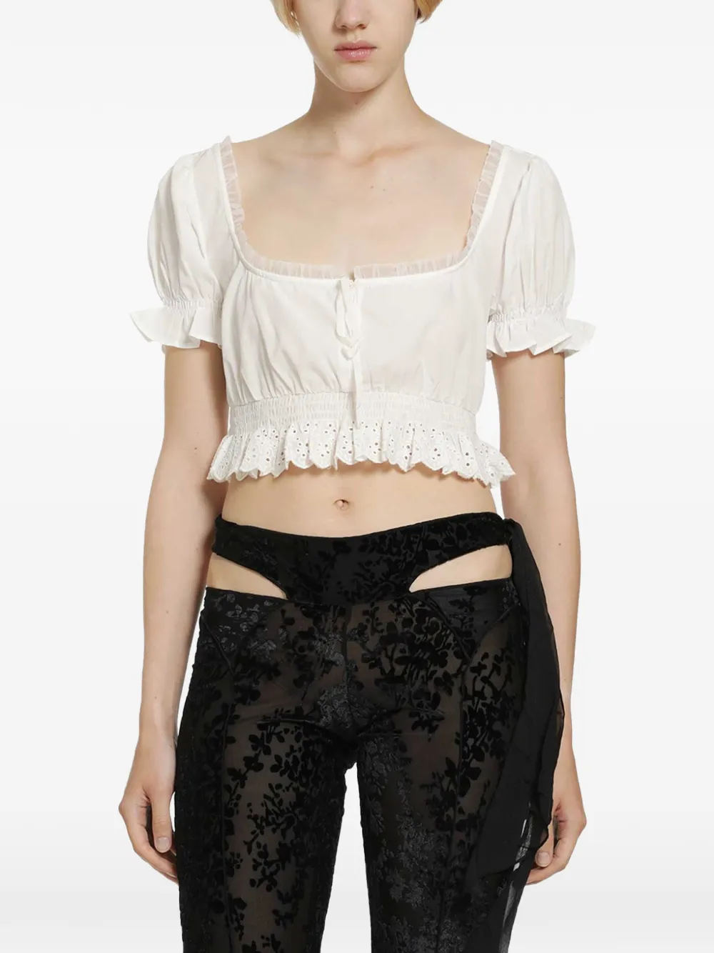 DAISY lace-trimmed blouse - Bianco