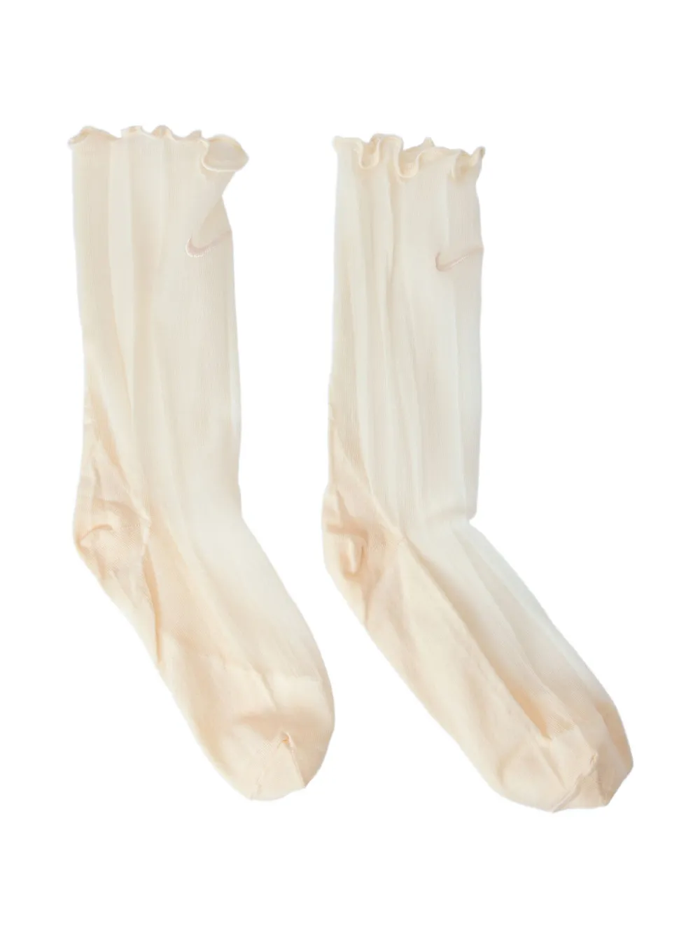 Nike ruffle-trim logo-embroidered socks - Nude