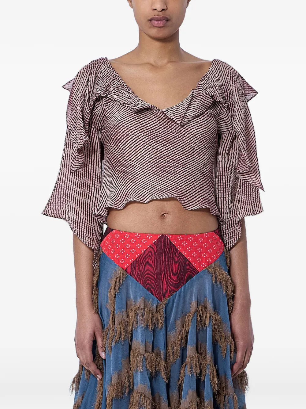 Kiko Kostadinov Plexus ruffled-draped blouse - Rosa