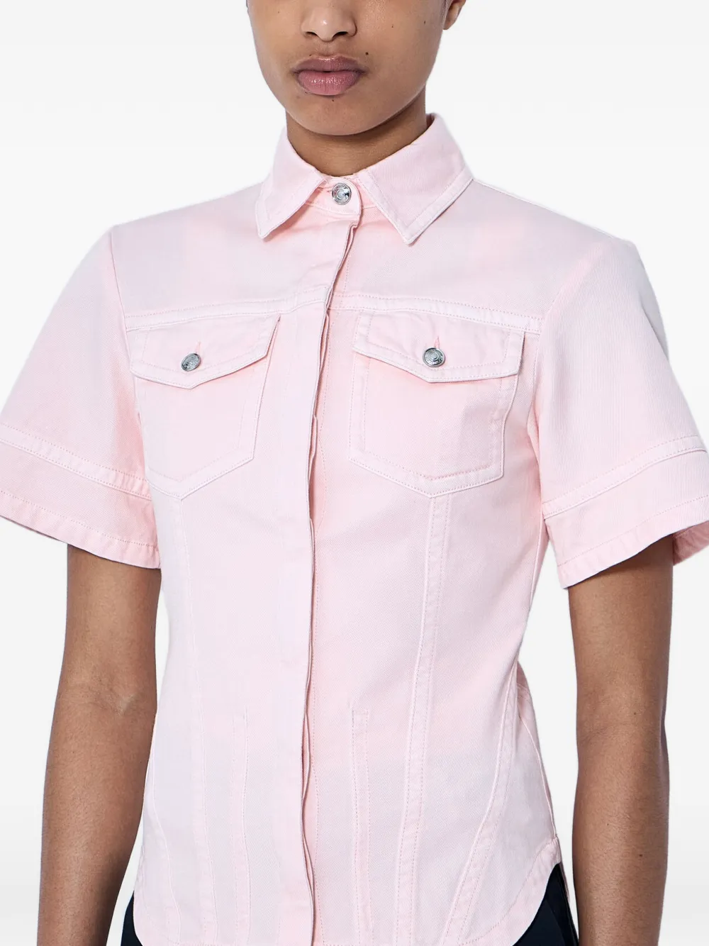 Sportmax Overhemd met opgestikte zak en korte mouwen Roze