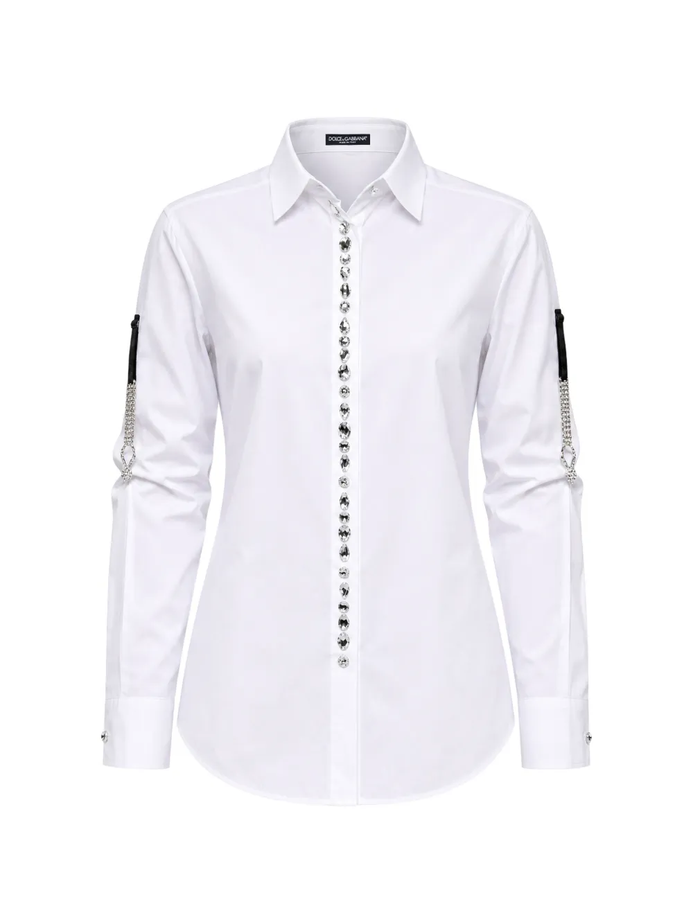 Dolce & Gabbana crystal-embellished chain-detail shirt - Bianco