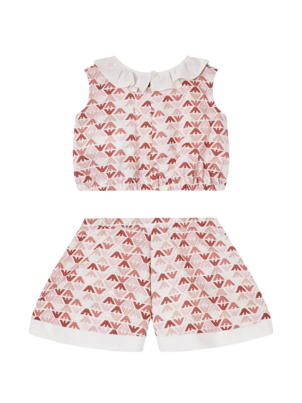 Emporio Armani Kids Shortsset met ruches en logo-print Beige