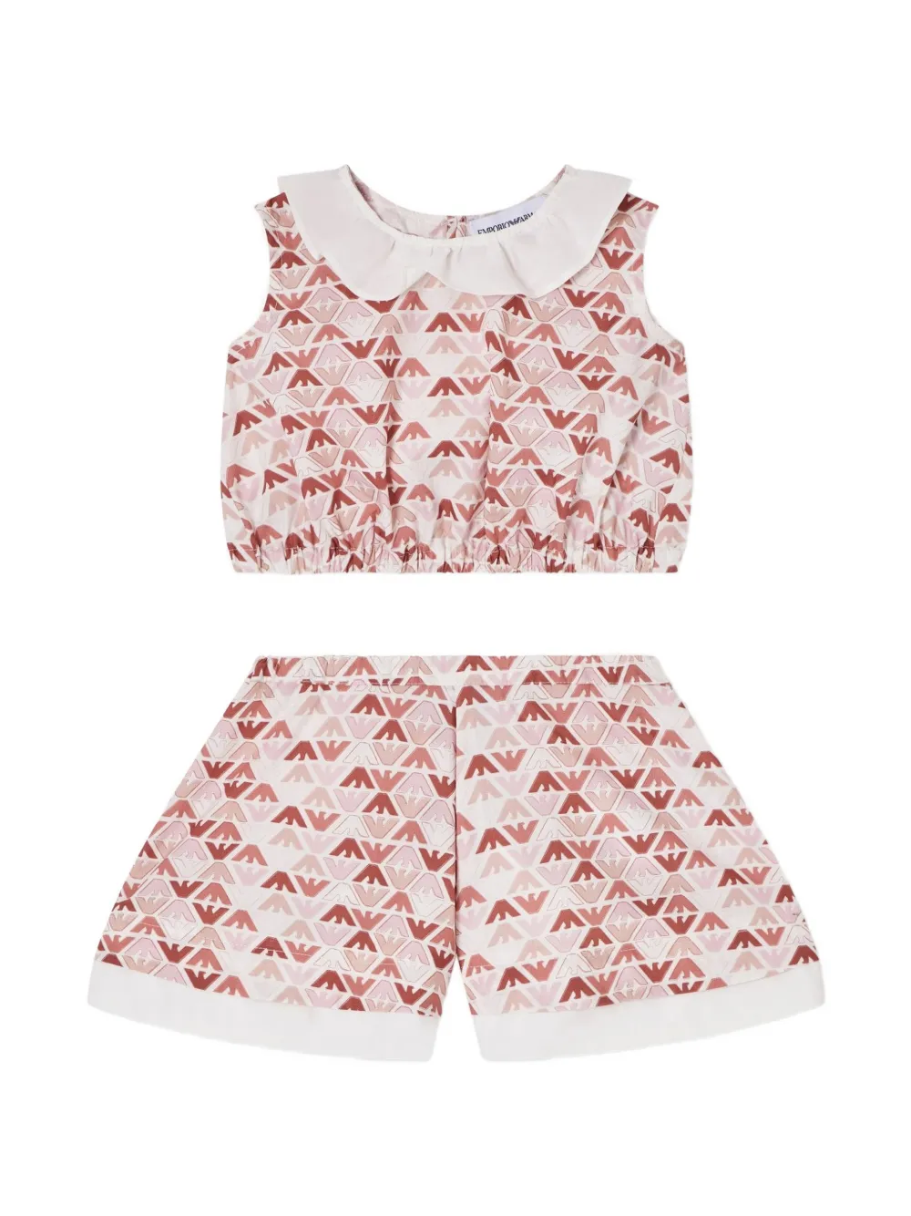 Emporio Armani Kids logo-print ruffled short set - Toni neutri
