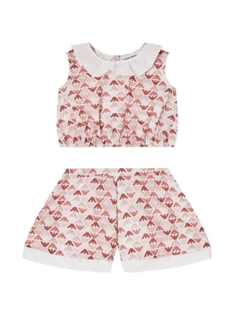 Emporio Armani Kids set de pantalones cortos y top con volantes y logo estampado