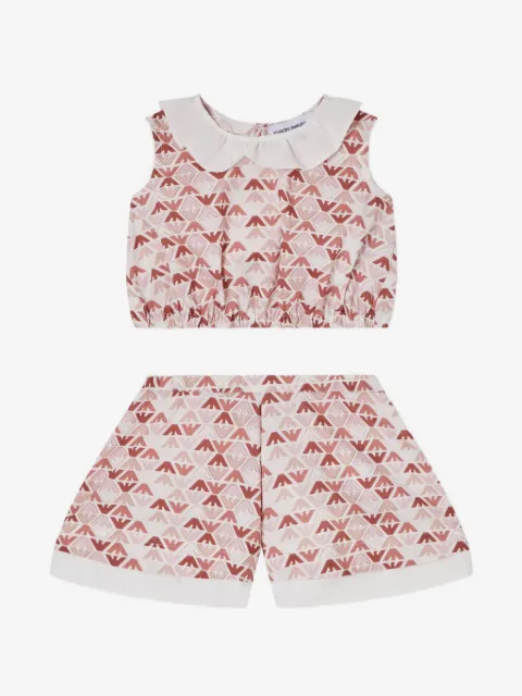 Emporio Armani Kids logo-print ruffled short set