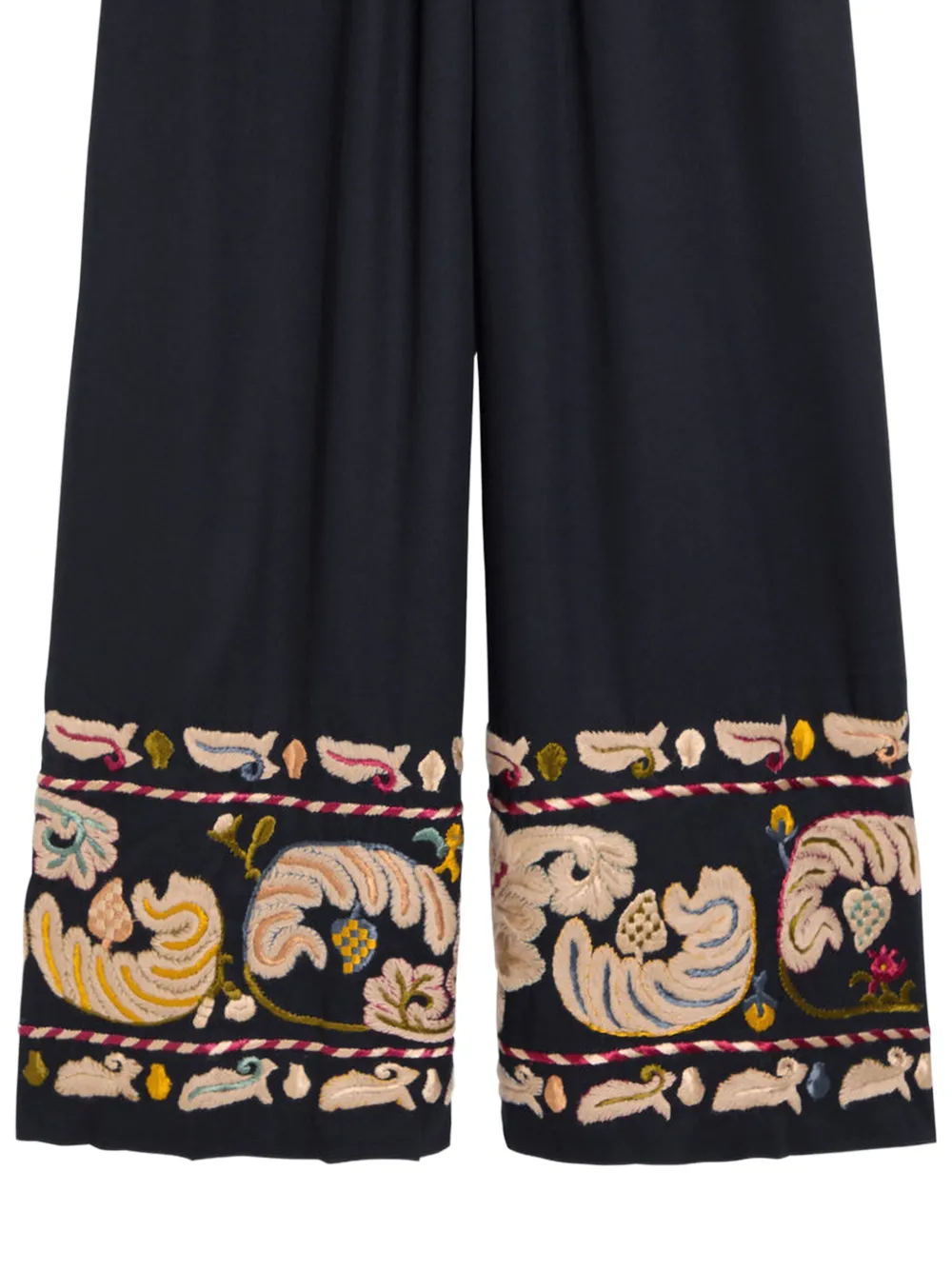 Bode Pantalones Anchos Bordados - Azul 