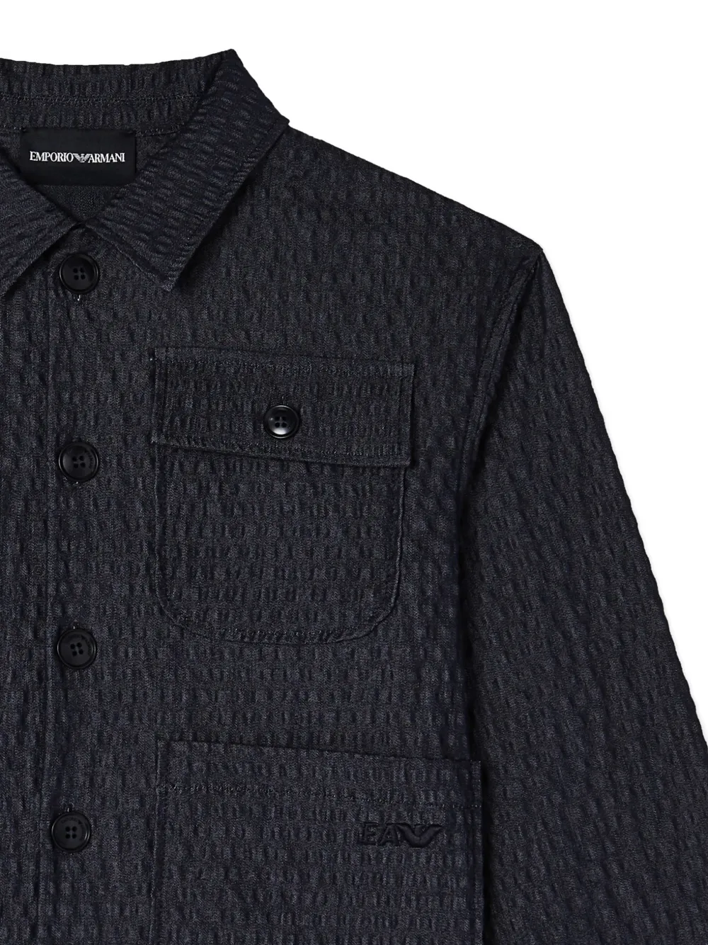 Emporio Armani Kids Button-up blazer met seersucker textuur Blauw