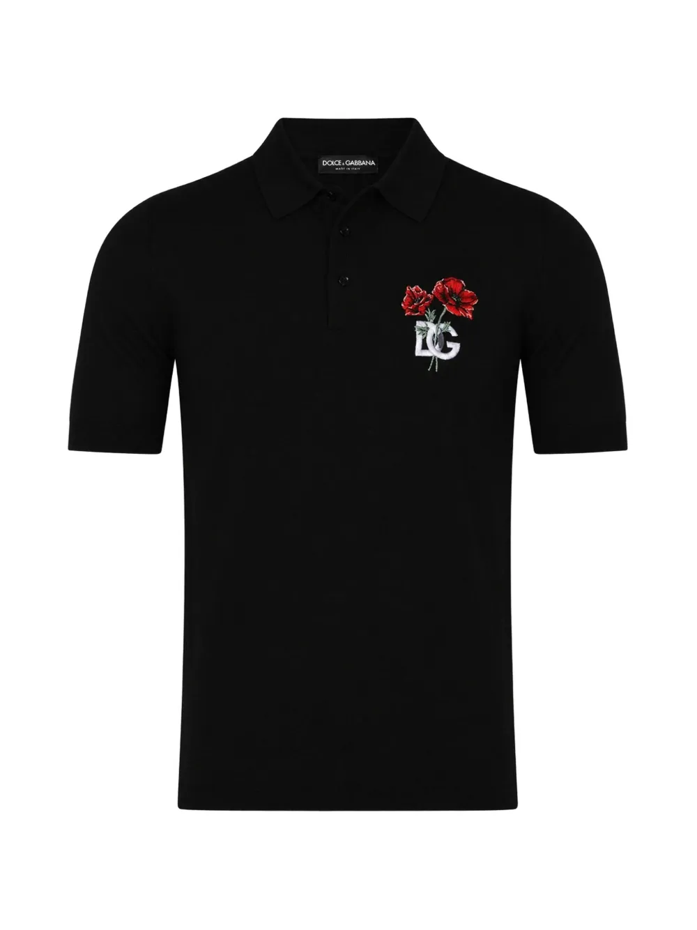Dolce & Gabbana logo-detail floral-embroidered polo shirt - Schwarz