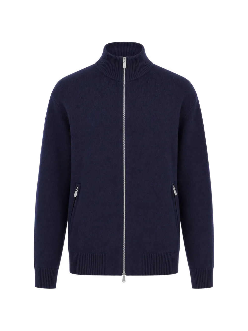 Brunello Cucinelli zip-up ribbed-trim cardigan - Blue