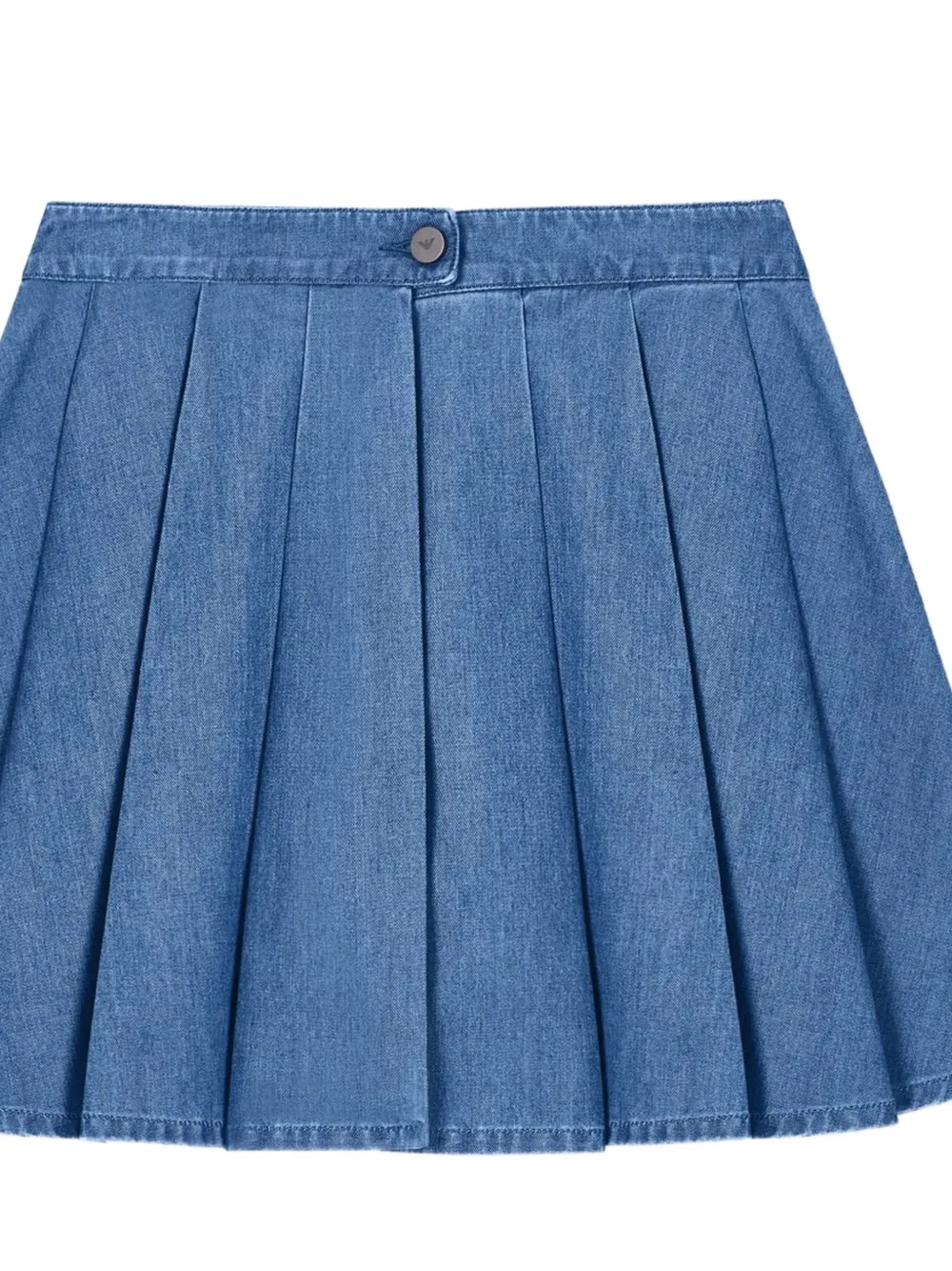 Emporio Armani Eagle Club geplooide denim shorts Blauw