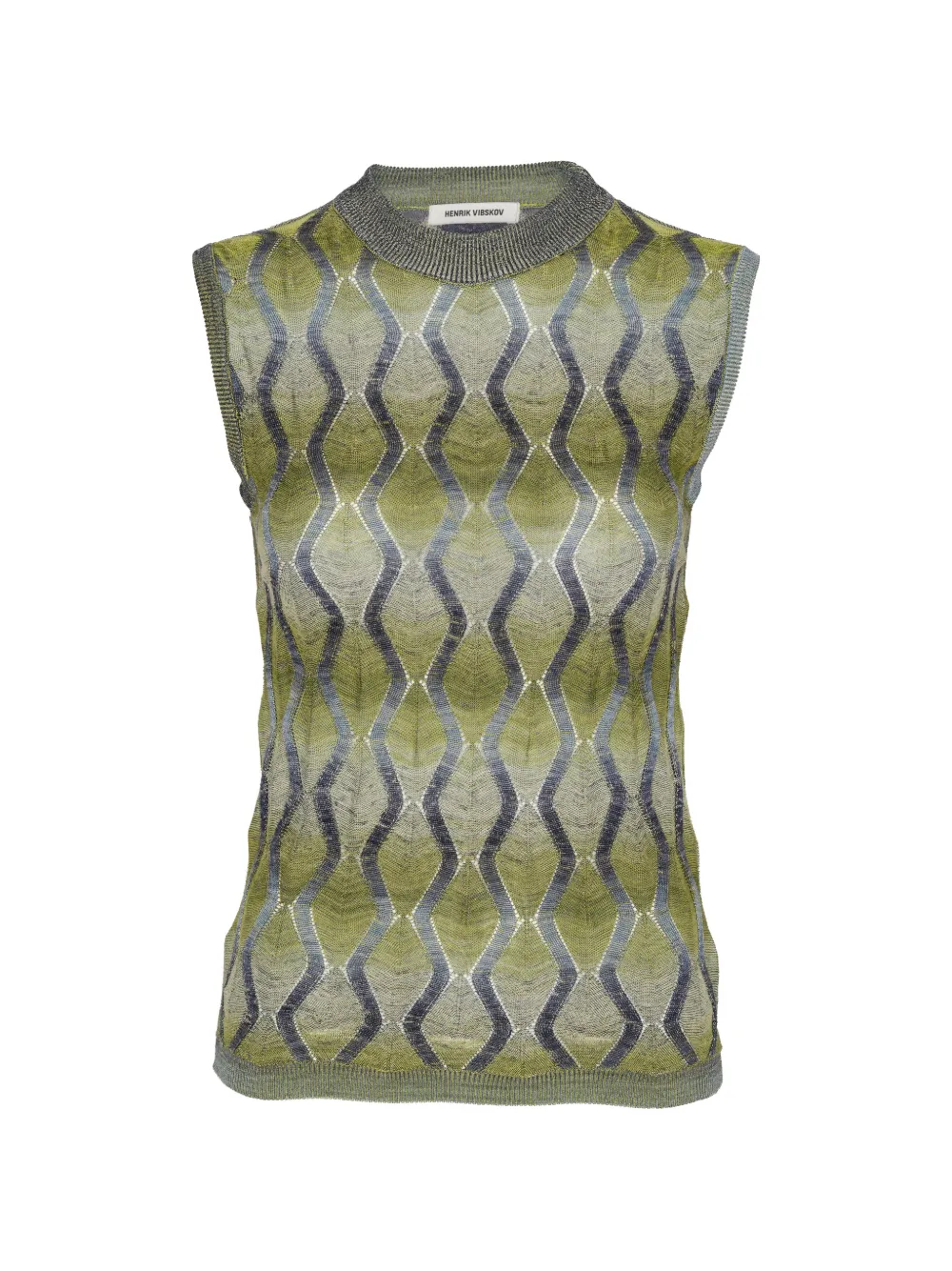 Henrik Vibskov Resonance zigzag-knit top - Verde