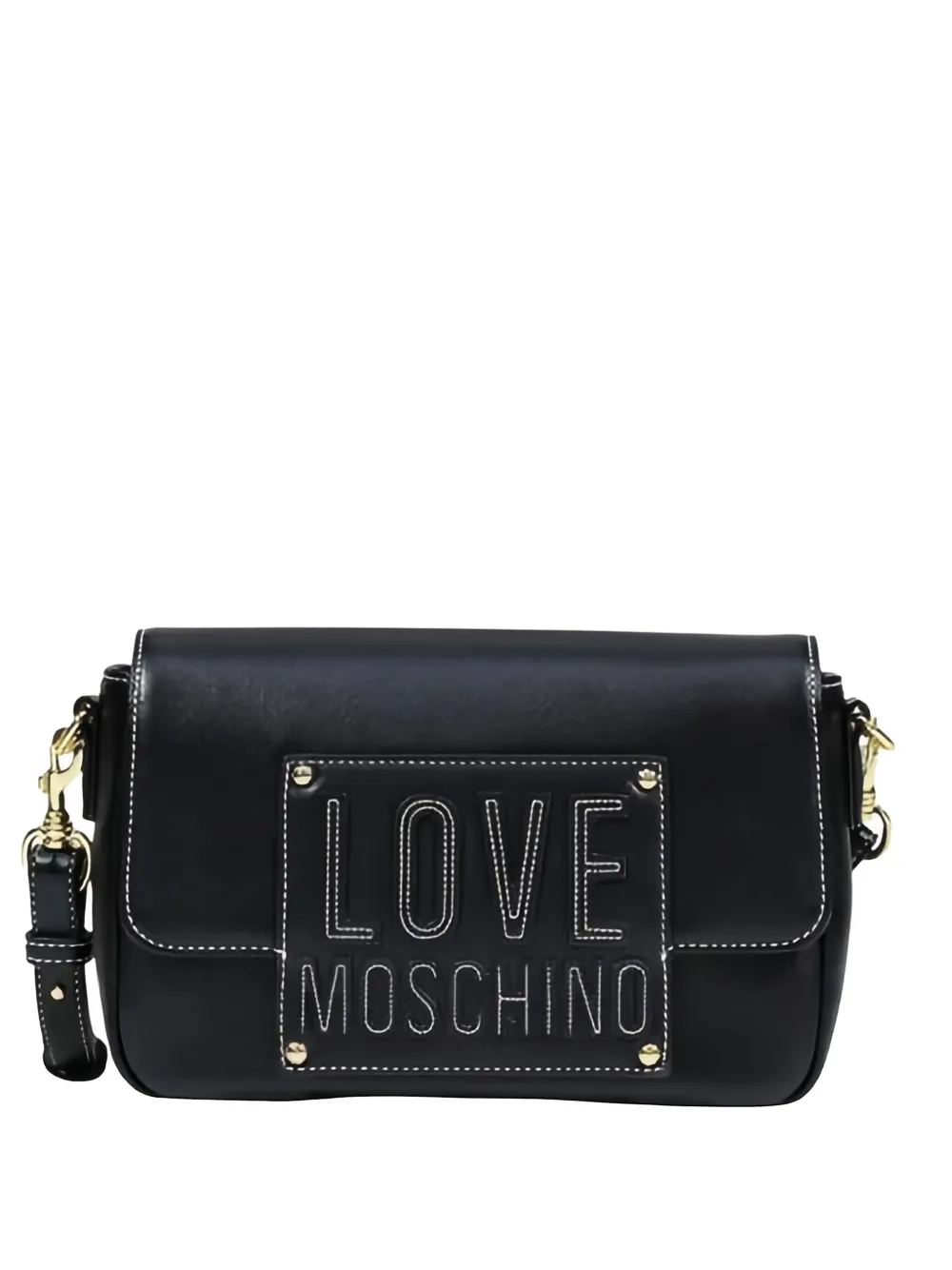 Love Moschino logo-patch crossbody bag - Nero
