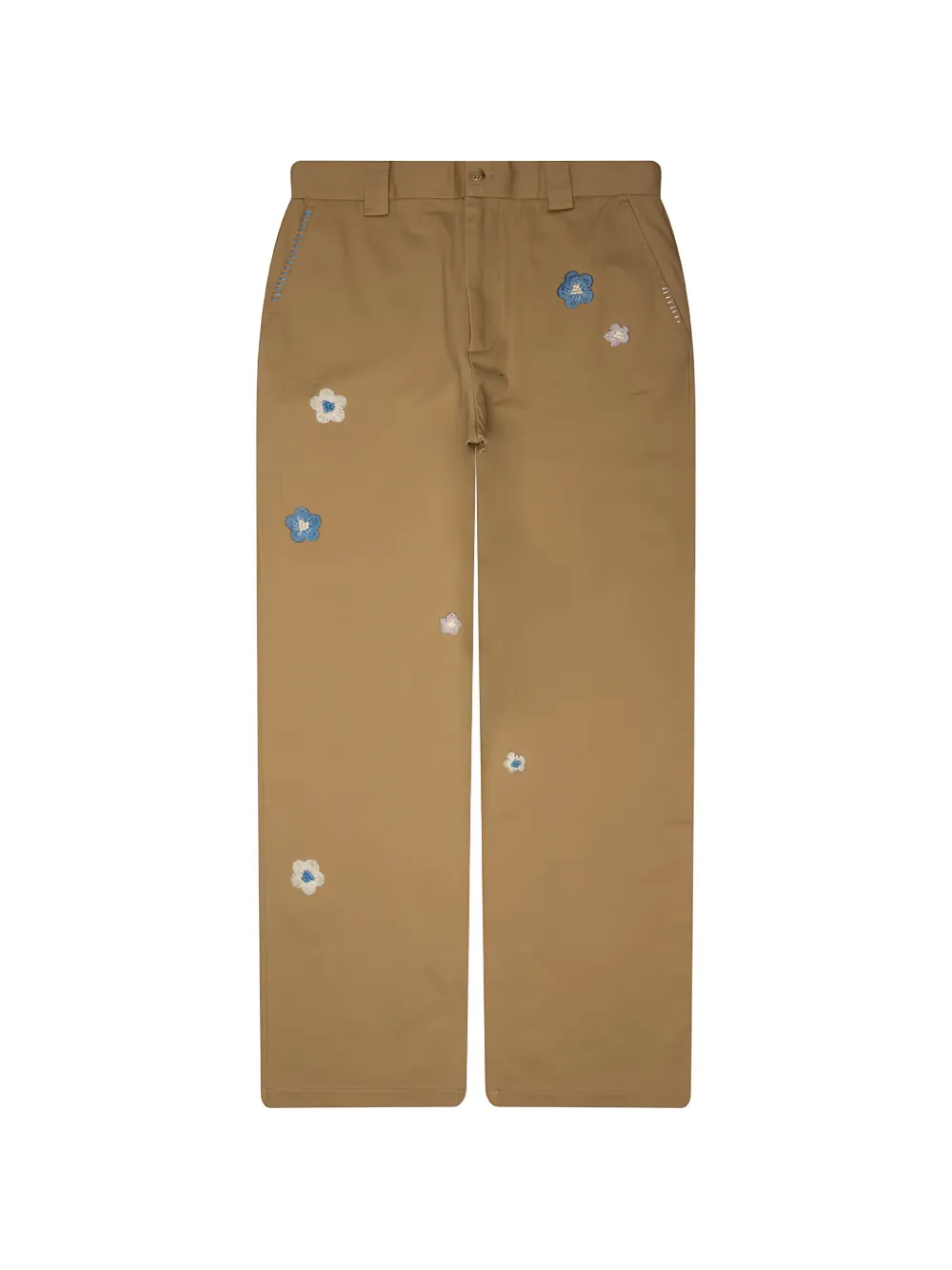 Nahmias floral-embroidered whipstitch-detail trousers - Toni neutri