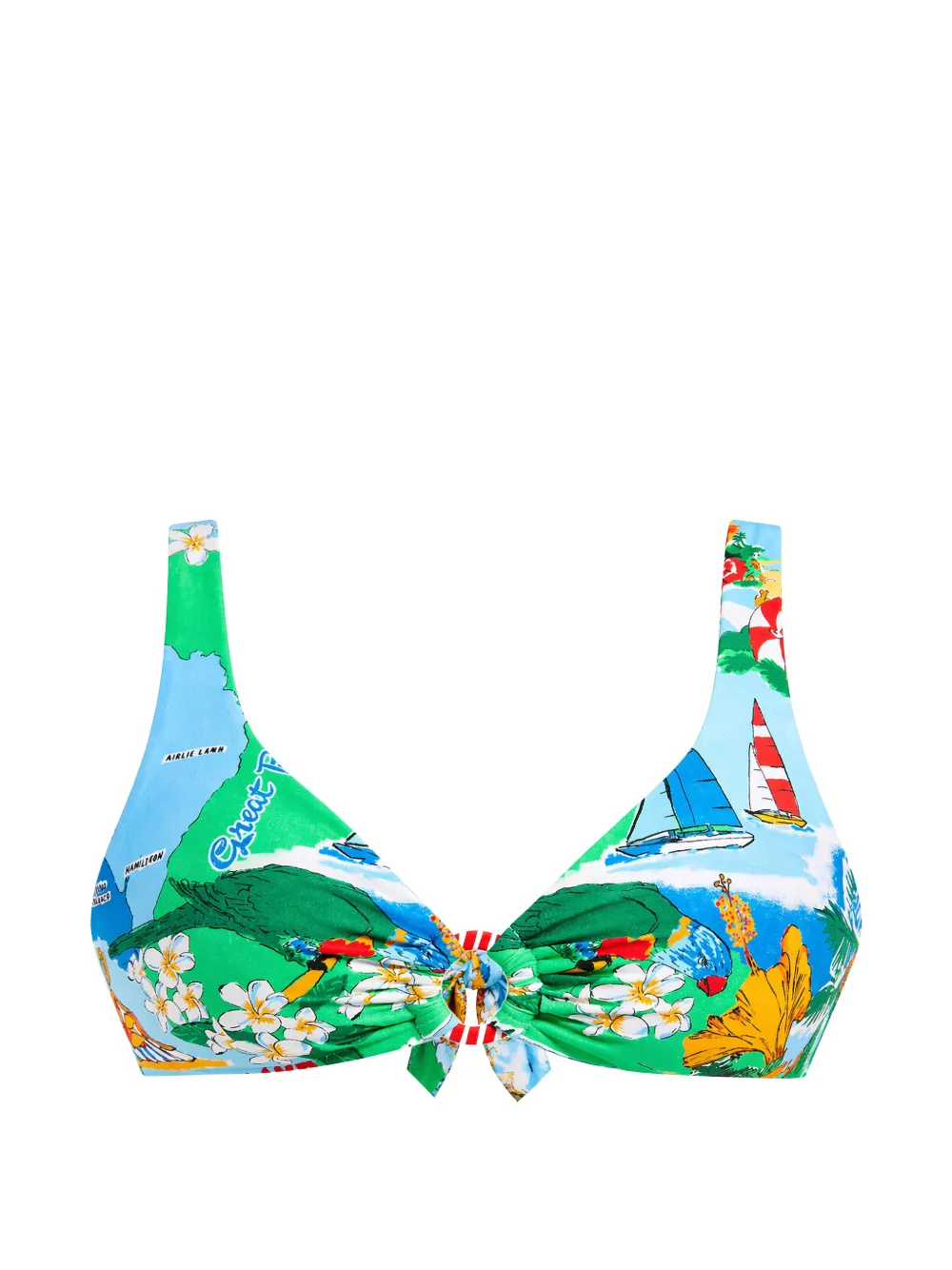 Seafolly Graphic-print Ring-detail Bikini Top In Multi