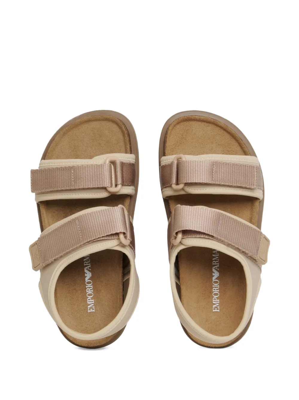 Emporio Armani Kids touch-strap logo-patch sandals Beige