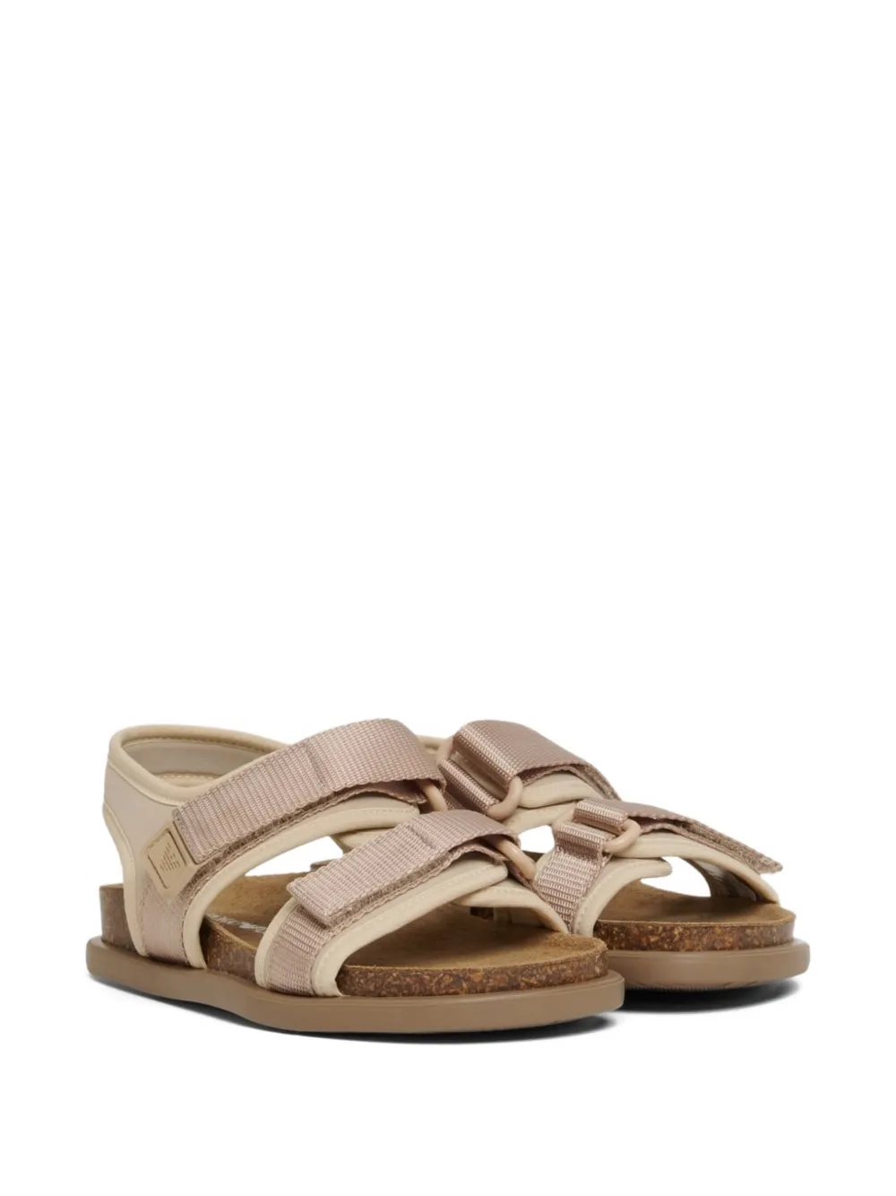Emporio Armani Kids touch-strap logo-patch sandals Beige