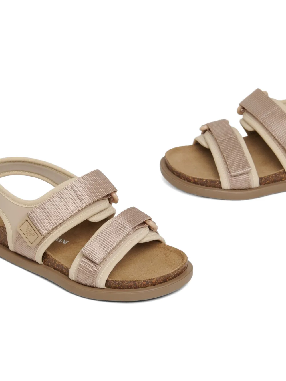 Emporio Armani Kids touch-strap logo-patch sandals Beige