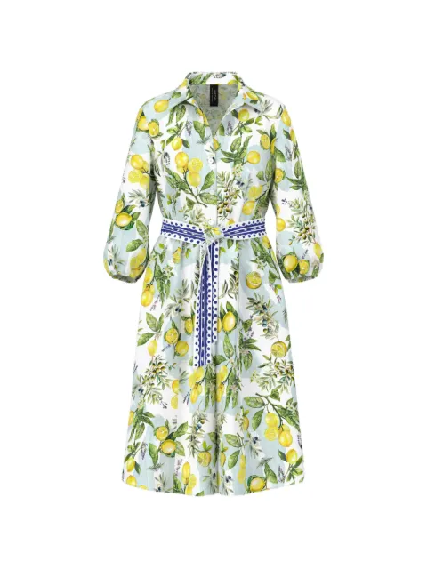 MARCCAIN lemon-print belted midi dress